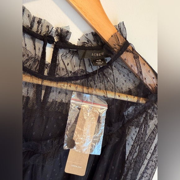 J Crew NWT Ruffle-trim top in dot tulle - Picture 2 of 6